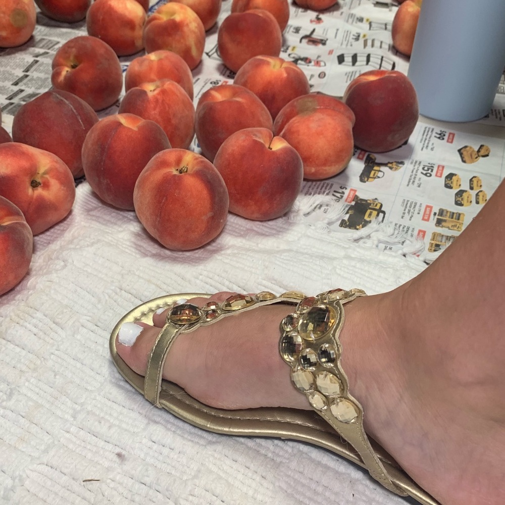gold bejeweled sandal